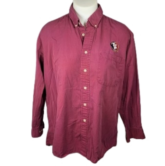 Jonathan Corey Other - Jonathan Corey Florida Seminoles Burgundy Luxury Twill Button-Down Shirt Sz Lg